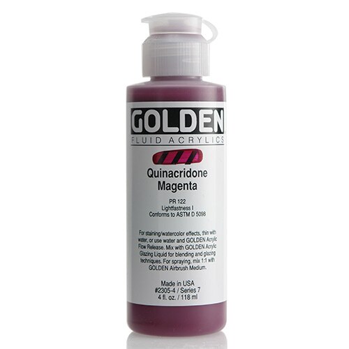 Golden, Fluid Acrylic, Paint, 4oz, Quinacridone Magenta